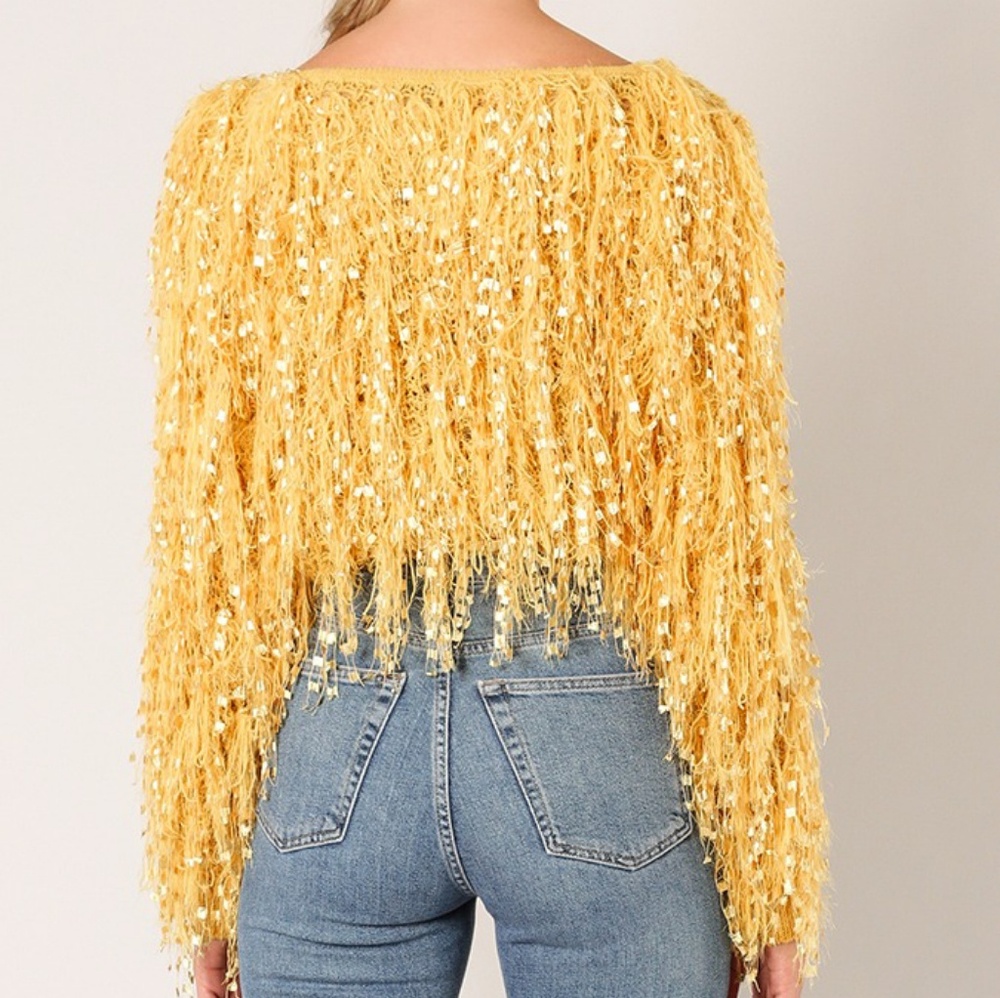 CHIARA Mustard Fringe Sweater - Picture 2 of 3